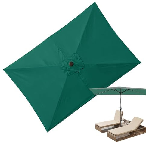Homg Remplacement De Parasol De Terrasse | 3 X 2 M Toile Rectangulaire De Remplacement Pour Parasol | Toile Supérieure Imperméable, Accessoires de jardin pour piscine, pelouse et table