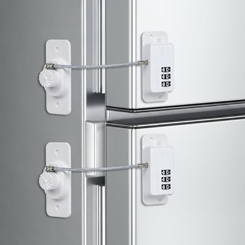 AiQInu Cerraduras de Seguridad para Niños con Código, 2 Piezas Seguro Ventanas Correderas Sin Taladrar, Cerradura para Frigoríficos, Cajones y Ventanas