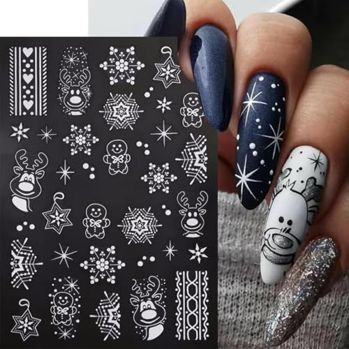 Nail Art Sticker Weihnachten, 6pcs Nagelsticker Weihnachten, Nagelaufkleber Selbstklebend, Nagelsticker 3d Weihnachts, Niedliche Winter-Weihnachts-Nagelkunst-Accessoires