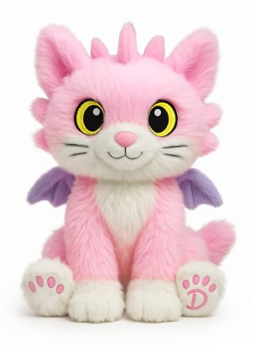 Dragimals Lily l'adorable chaton-dragon est un dragon en peluche mignon pour filles, peluche douce pour soutien émotionnel, animal en peluche rose et adorables peluches