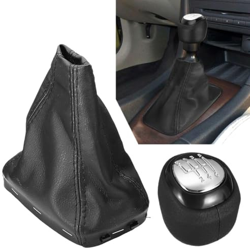 Fouedy Pomo de palanca de cambios de cuero de 6 velocidades para SAAB 93 9-3 SS 2003-2012 Car Styling (1 juego)