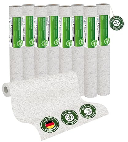 Veluxis Vliestapete 8er-Set GRANDIOSO Raufaserstruktur – 15,00 m × 0,53 m | moderne Alternative zur Raufasertapete, Strukturtapete Raufaserstruktur, überstreichbar, atmungsaktiv, Made in Germany