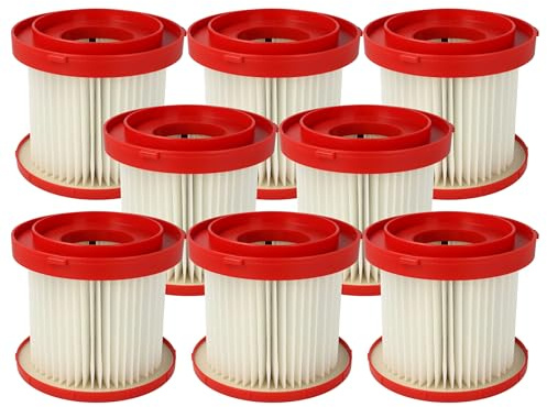 vhbw 8x Staubsaugerfilter Ersatz für Milwaukee 4931465230, 4058546360368, 4932478754 für Staubsauger - HEPA-Filter Rot Weiß