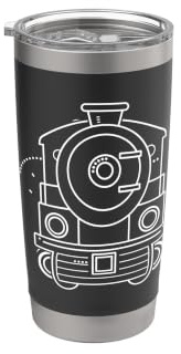 Lokomotive Comic Stil Eisenbahnliebhaber Eisenbahnstrecke Doppelwandiger Edelstahl-Thermobecher