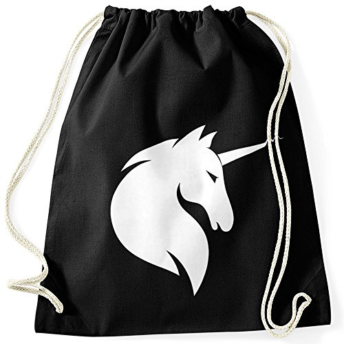 MoonWorks Turnbeutel Einhorn Unicorn Hipster Beutel Tasche Sportbeutel Gymsac Gymbag Schwarz unisize