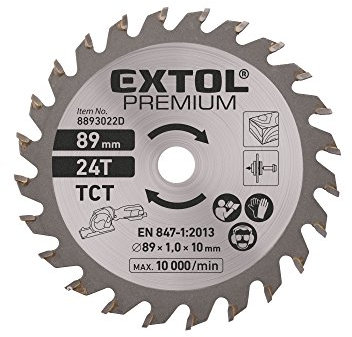 EXTOL PREMIUM Lame de scie circulaire avec carbure de tungstène, ∅89 x 1,0 x 10 mm, 24T