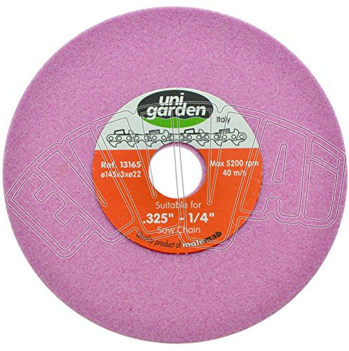 Schleifscheibe für Ketten, Bohrung 22 mm, Ersatzteil für elektrischen Kettenschleifer, 145 mm x 3 mm.