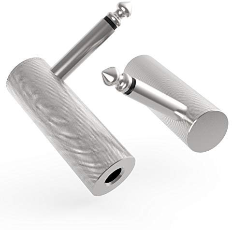 2-Stück Premium 6.35mm Rechtwinkliger Gitarrenkabeladapter, 6,35mm TS Mono-Stecker Auf Buchse Hochleistungsmetallanschluss für Bottom Plug-Gitarre/V-Förmige Gitarre/Front-Jack-Gitarre
