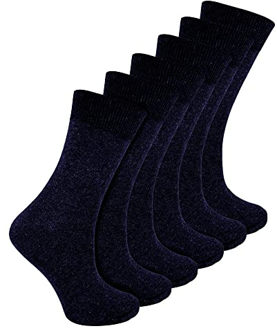 Drew Brady 6 Pairs Girls & Boys School Socks, 4 Colours, 3 Sizes (4-6 Uk (11 Years +), Navy)