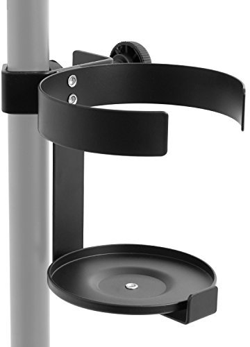 TIGER MSA89-BK Cup Holder for Microphone and Music Stand for Glasses, Bottles, Cups - Black