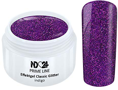 Prime Line - Uv Led Gel Glitter Indigo Glitzer Lila Studio Qualität - Made in Germany - 5ml