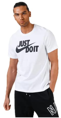 Nike Homme M Nsw Tee Just Do It Swoosh T shirt, Blanc (White/Black 100), M EU