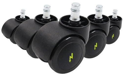 hjh OFFICE 619044 5x Elektrisch leitfähige Rollen 10x50 mm Bürostuhl Rollen für harte Böden | Ableitung von statischer Aufladung