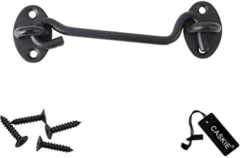 Cabin Hook Stainless Steel Latch and Eye Privacy Hooks Door Stay with Screws Lock for Gate Shutters Window Slide Barn Shed Patio Door - Matte Black