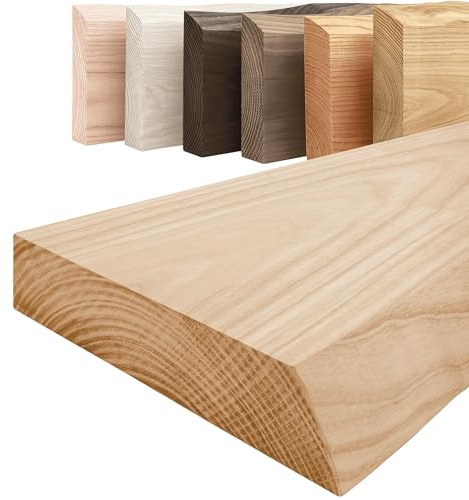 LAMO Manufaktur Regal Holz massiv ohne Befestigung | Wand Regal 80 cm breit für Wohnzimmer, Küche, Arbeitszimmer | Farbe: Natur, Kante: natürlich | Massivholz, modernes Design, Schwebeeffekt