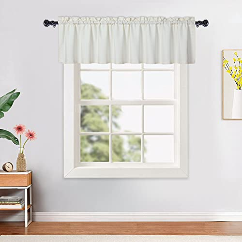 CAROMIO Tende da cucina impermeabili Tende da mantovana testurizzate in rilievo Tende da caffè corte piccole tende da mezza finestra per cucina, bagno, camera da letto, soggiorno, 60 x 15 l, beige
