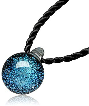 JSDDE Collier Galaxie Nébuleuse en Verre - Pendentif Original Boule Galaxy Or Sable 3D Univers/Planète