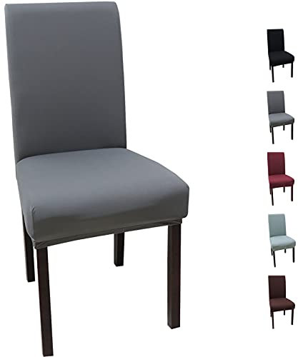YUNSHANGHE Universal Stretch Stuhlhussen 4er Set, Abnehmbare Elastische Moderne Beschützer Stuhlbezug, Esszimmer überzug Bi-Elastic Spannbezug, Stuhlüberzüge für Bankett Hochzeit Partys Deko (Grau)