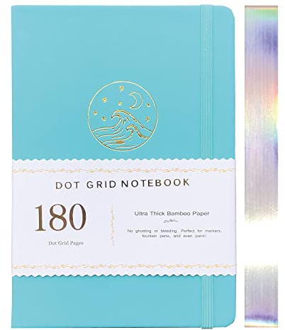BUKE A5 Dotted Journal Notebook 180gsm Bamboo Paper, Fine Faux PU leather Hardcover, 160 Dot Grid Pages, Size 5.7 * 8.2 inch Drawing BUJO (BKPU-9)