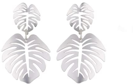 Hollow Palm Leaf Earrings Large Monstera Gold Line Drop Dangle Bohemian Summer Festvial Jewelry for Women Girls, S, Zinc, No Gemstone