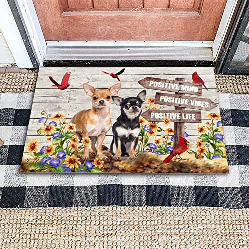 NA Chihuahua Positive Mind-Vibes-Life Fußmatte für drinnen und draußen, warmes Hausgeschenk, Willkommensmatte, Geschenk für Labrador-Liebhaber, Geburtstagsgeschenk
