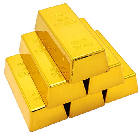 TOYANDONA 6 Pièces Lingots d'or Simulés Décor De Bureau Ornements Barres Prop pour Ambiance Festive Cadeau Famille Amis 6.50X3.00X1.89In