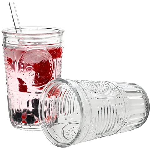 Bormioli Rocco Set di 2 romantici Bicchieri Lunghi, Trasparenti, 340 ml, Diametro 8 cm, per 2 Persone, Bicchieri per Acqua, Cocktail, Bevande alcoliche, succhi di Frutta, Bevande analcoliche