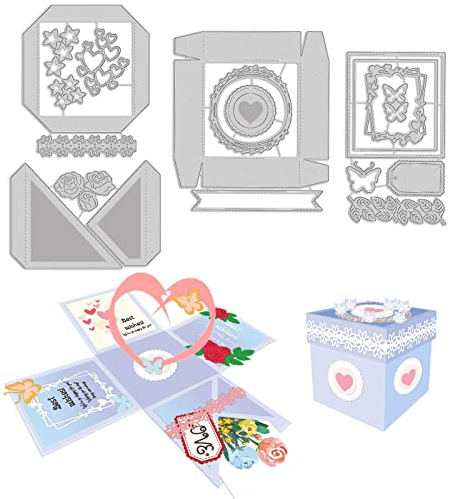 INFUNLY Pop-Up-3D-Box, Gestanzte Metall-Papier-Stanzformen, Schablonen, Hochzeit, Pralinenschachtel, Stanzform Für DIY Scrapbooking, Dekorative Prägung, DIY-Papierkarten