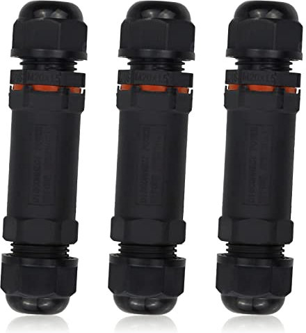 Waterproof Junction Box Outdoor Cable Connector, IP68 Cable Connector Outdoor Cable Coupler 3 Pole, Waterproof Cable Connector for ø 2-13mm Cable Diameter, for Home, Garden (3 Pack)