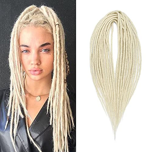 Extensions de Dreadlocks Synthétiques Minces de 0,6 cm Double Ended 20 Pouces 10 Brins Cheveux au Crochet Longues Tresses au Crochet Style Hip-Hop Doux Dreads Extensions de Cheveux, Blond