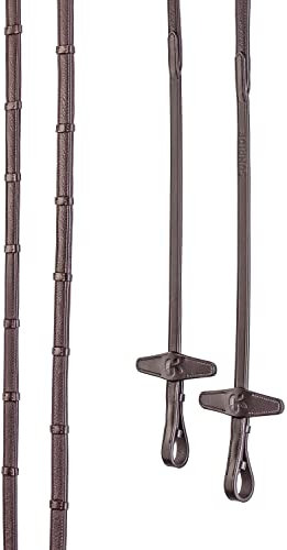 Sunride teilbare Gummizügel mit Stegen für Pferde, aus weichem Echtleder und griffigem Gummi (Full 280 cm, braun)
