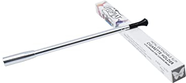 Lange Zigarettenspitze für Damen - Ausziehbar und Funktionell - Zigarettenfilter mit Natürlichem Filterstein - Zum Reinigen Abnehmbar - Geeignet für alle Standard 25 mm Zigaretten, Silber