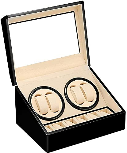 MOOPHYSHAM Scatola Carica Orologi Automatici Ultra-Silenzioso Carica Orologi di Lusso Scatola orologio a carica automatica per 4+6 orologi da polso(Schwarz Klavierlacken-MPS-116B)