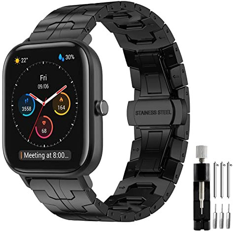 Compatible con pulsera Amazfit GTS, 20 mm de metal, correa de repuesto para Amazfit GTS 2/GTS 2e/GTS 3/GTS 4/GTS 4 Mini/Amazfit Bip/Bip U/Bip U Pro/Bip 3/Bip 3 Pro/Bip S/Amazfit Active/Amazfit GTR