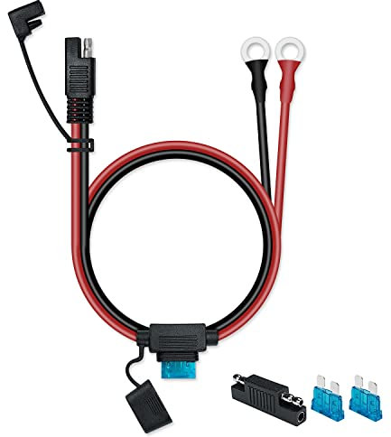 WOWLED 10 AWG SAE Connector, SAE to O Ring Terminal Harness, 12V Motorcycle Car Battery Charging Cable, Quick Release Adaptor Cable w. Polarity Reverser for 12V Solar Panel