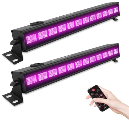 UV Beleuchtung, UKing Schwarzlicht LED mit 12 x 3W UV LED Bar Lichteffekte mit Fernbedienung Partylicht für DJ Disco Karneval Halloween und Weihnachten Bühnenbeleuchtung, 2PCS
