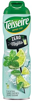 Teisseire Zero Azúcar, Jarabe Sabor Mojito para Cóctel y Cóctel sin Alcohol, Bebida Refrescante, Bidón 60cl