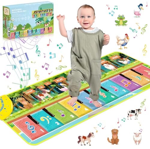 NCKIHRKK Baby Spielzeug ab 1 Jahr Junge Mädchen, Klaviermatte mit 7 Tierrufe, Geschenk Baby Spielzeug 1 Jahr, Tanzmatte Kinder Spielzeug ab 1 Jahr, Musik Spielzeug ab 2 Jahr