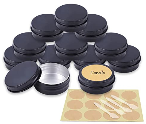 YANCAER 50 Pièces Pots en Aluminium Noir Mat de 15ml avec Couvercle - D41mm x H17mm Vide Ronde Cosmétiques Pot Conteneurs de Voyage pour Maquillage, Crème, Baume à Lèvres, Mini Bougies