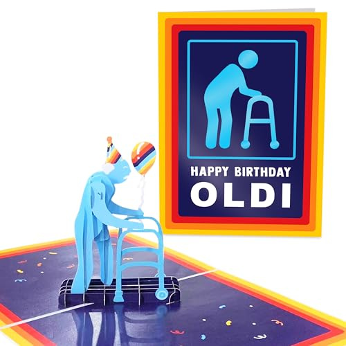 Central 23 Pop Up Karte Geburtstag – OLDI – 3D Geburtstagskarte Für Männer und Frauen – Lustige Popup Geburtstagsgeschenk für Mama Papa Oma Opa – Rente Rentner Geschenk