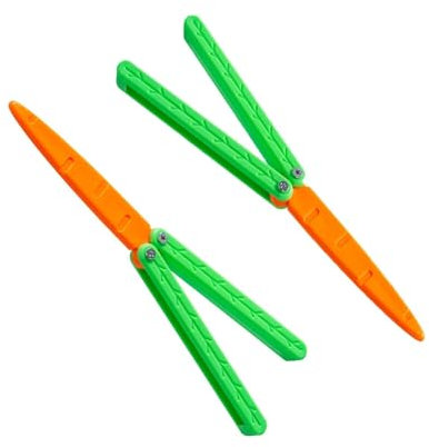SXDHOCDZ 3D Printed Gravity Carrot Butterfly Knife Adult Fidget Toy Mini Model Training Stress Relief Toy Gift (2 Pieces)(B)