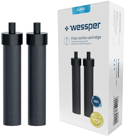 Wessper Ersatzfilter im Strohhalm für Issolierflaschen, Ersatz für Filter BB06, passend für Brita oder Wessper Hartseitige- und Sport und Edelstahlflaschen- 2 Stück, Schwarz