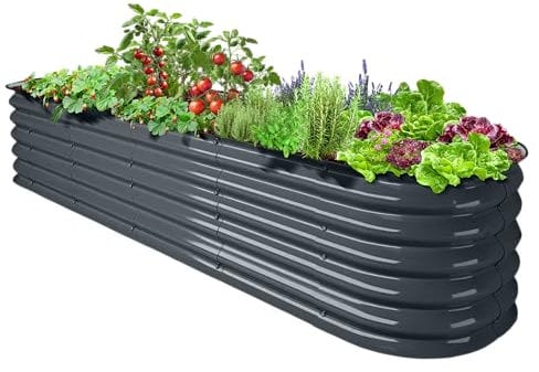 UNIGARDIA Hochbeet aus Metall 240x60x43 cm - Modulares 9-in-1 Hochbeete-Kit - Rostfreie Hochbeete für Garten aus Premium Zn-Al-Mg Stahl - Min. 20 Jahre Lebensdauer - 43 cm Hoch Gemüsebeet, Anthrazit