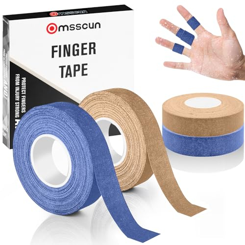 Omsscun 4 Rollen Fingertape, 1,5cm x 10m Breit Boulder Tape, Klettertape, Sports Tapes für Bouldern Basketball Volleyball Handball Kraftsport, Elastisch, Robust & Hautfreundlich (Blau + Hautfarbe)