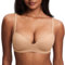 DOBREVA Women's Push Up Bra Plunge Wireless Comfortable T Shirt Padded Bras Warm Beige 34C