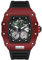 Rorios Mode Tonneau Armbanduhr für Herren - Punk Hollow Analog Quarz Uhr Mit Leuchtend Datum Kalender - Silikon Armband Rot Schwarz