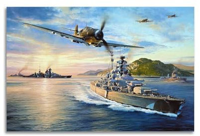 qiyan Poster, Motiv: Kriegsschiff, mächtiges Schlachtschiff, Bismarck, deutsches Schlachtschiff-Poster, dekoratives Gemälde, Leinwand, Wandposter und Kunstdruck, moderne