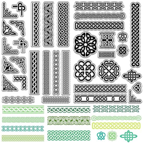 craspire 2 Stück Keltischer Knoten Klare Gummistempel Wiederverwendbarer Dreifaltigkeitsknotenrahmen Transparentes Silikonstempelsiegel Vintage Für Ostern St. Patrick Weihnachten Journaling Karte