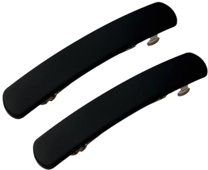 Baoblaze 2Pcs Damen Haarspange, Französische Haarclips, Vintage Haarschmuck Barrette, Automatische Tortoise Shell Haarspangen für Mädchen Feines Haar und Mitteldickes Haar, Schwarz