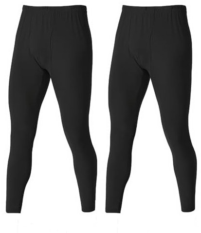 BEGIANT Lot de 2 Caleçons Thermiques Homme Hiver sous-vêtements Chauffants Polaire Ultra Doux Collants Longs pour Ski Sport Vie Quotidienne Leggings pour la Maison,Noir,M